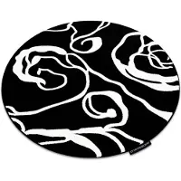 Rugsx Tæppe HAMPTON Rosa hjul rose, blomster sort cirkel 200 cm