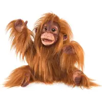 Folkmanis baby orangutan h?nd dukke orange-brun