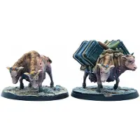 Modiphius Entertainment : Fallout: Wasteland Warfare - V?sener: Brahmin Herd - 2 Figurer 32mm Umalet harpiks RPG Miniatures Commonwealth Wave