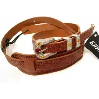 Gretsch Tooled Vintage Leather Guitar Strap Walnut