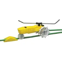 Nelson Rain Train Travelling Sprinkler til Yard Heavy Duty Roterende Plnesprinkler med stort omrdedkning Gul
