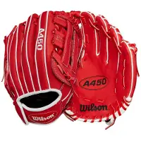 Wilson 2024 A450 11 Youth Infield Baseball Handske - H?jreh?ndskast r?d/hvid