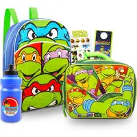 Teenage Mutant Ninja Turtles Teenage mutant ninja skildpadder mini rygs?k med frokostboks s?t - bundt med 11 tmnt rygs?k frokostpose klisterm?rker mere | TMNT -rygs?k til sm?