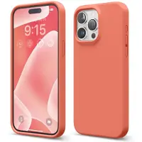 Elago kompatibel med iPhone 15 Pro Max Liquid Silicone Full Body Protective Case Stockfast bl?d mikrofiberforing Anti-scratch 6,7 tommer (Pink Po