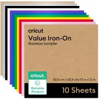 Cricut Value Iron On Rainbow sampler (12in x 12in 10 ark) - HTV varmeoverf?rsel vinyl