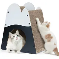 FUKUMARU Cat Scratcher House 19,5 tommer Hyggeligt karton Cat Scratcher bjergform Lodret sengestol Holdbar katteskrabepude til indend?rs katte Si