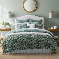 Laura Ashley - Queen Dynebetr?k S?t Vendbart bomuldssenges?t Inkluderer matchende Sham(er) med Bonus Euro Sham(s) & Pudebetr?k (Bramble Floral Gre