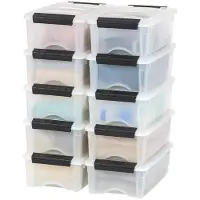 Iris USA 6 Quart Stackable Plastic Storage Bins med l?g 10 Pack - BPA -fri fremstillet i USA - Diskret organisering af l?sning Latches Holdbare n