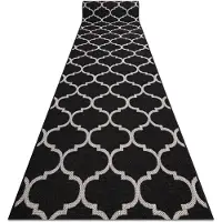 Rugsx Fortovet SISAL FLOORLUX design 20608, Marokkansk kløver, trellis sort / sølv 100 cm 100x310 cm