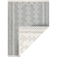 Rugsx Tæppe TWIN 23000 Boho, bomuld, dobbeltsidet, diamanter Økologiske frynser - grå / creme 140x190 cm