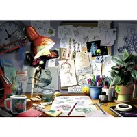 Ravensburger Disney Pixar Jigsaw Puzzle - The Artist's Desk | 1000 unika bitar | Anti-Glase Surface | Idealisk för vuxna | Modellnummer: 19432