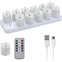 Melitt Rechargeable Flameless Tea Lights Candles with Charging Station 12Pcs Tea Lights Candles with Remote &Timer LED Tealight