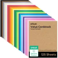 Cricut Value Cardstock Paper Rainbow Sampler - 125 ark (8,5" x 11") - Kompatibel med Joy Xtra Explore & Maker-maskiner - Letter-strrelse