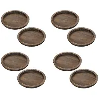 Melitt 8Pcs Rustic Wooden Tray Candle Holder - Small Decorative Plate Pillar Candle Tray Wood for Farmhouse Dining Table