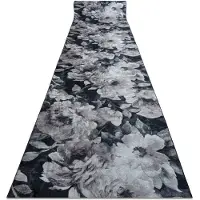 Rugsx Gummibelægning LOTUS BOUQUET 52901 Blomster grå / beige VASKBAR 60cm 60x800 cm