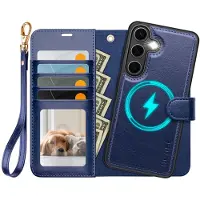 Ocase til Samsung Galaxy S25 Plus aftageligt pungetui med kortholder [2 i 1] PU-lder Flip Folio-etui med RFID-blokeringsstativ Hndledsrem Stds
