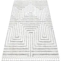 Rugsx Tæppe SEVILLA Z788A Labyrinth, Græsk hvid / grå Tassels berbery Marokkansk shaggy 240x330 cm
