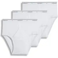 Jockey Herre Classic Lavtalje Briefs, 3-pak - Hvid, Størrelse 38, Y-front åbning, StayNew, Svedtransporterende bomuld