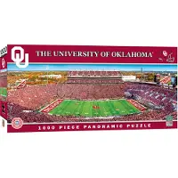 Masterpieces - 1000 brikker puslespil NCAA Oklahoma Sooners Panoramic Football Stadium Udsigt Sjov for voksne og familie 13"x39"