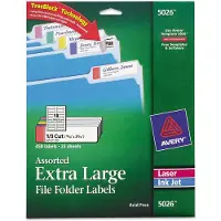 Avery 5026 Ekstra store arkiveringsetiketter 15/16-tommer x3-7/16-tommer 450/pk Assorteret