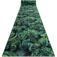 Rugsx Løber anti-skrid MONSTERA Blade, gummi grøn 67 cm 67x1150 cm