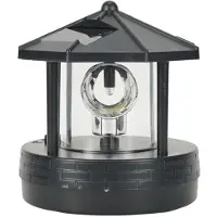 Melitt LED Solar Powered Lighthouse,360 Degree Rotating Lamp LED Solar Lighthouse Landscape Path Lights Garden Outdoor Decor B
