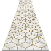 Rugsx Tæppeløber EMERALD eksklusiv 1014 glamour, stilfuld terning fløde / guld 120 cm 120x130 cm