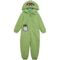 Sesame Street Oscar the Grouch Sp?dbarn Baby Drenge Hyggelig Sherpa Zip Up Cosplay Kostume Overall Gr?n 12 m?neder