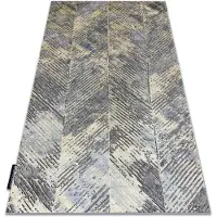 Rugsx Tæppe DE LUXE moderne 2087 Sildeben Chevron vintage vasket - Strukturelle guld / grå 200x290 cm