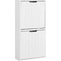 SoBuy FSR204-W Slankt skoskab, hvidt, 50x19x100 cm