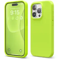 Elago kompatibel med iPhone 15 Pro Liquid Silicone Full Body Protective Case Stockfast bl?d mikrofiberforing Anti-scratch 6,1 tommer (LIME)