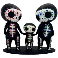 Melitt Skull Family Figurines Resin Crafts Cute Statue Decorative Sugar Skulls Hand-A
