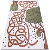 Rugsx Tæppe FUN Honey til børn, bjørn, bier creme 160x220 cm