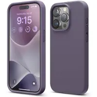 Elago kompatibel med iPhone 15 Pro Liquid Silicone Full Body Protective Case Stockfast bl?d mikrofiberforing Anti-scratch 6,1 tommer (m?rk lavend