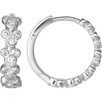 Disney Mickey Mouse Endless Hoop ?reringe til kvinder Officiel licens S?lv eller Gul Guld Flash-belagte Cubic Zirconia Hoops