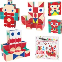 PicassoTiles Infinite Magnetic Puzzle Magic Cube Easy-Connect Brain Teaser Toy Set Magnet Pattern Block Matching Toys Free IdeaBook 150+ Inspirat