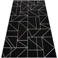 Rugsx Sisaltæppe SISAL FLOORLUX 20605 sort / sølv TRIANGLER, GEOMETRISK 140x200 cm
