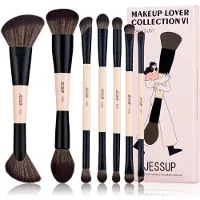 Jessup makeup b?rster s?t 7stk dobbeltsidede makeupb?rster til foundation concealer blush ?jenskygge kontur bronzer pulver blander ?jenbryn eyeli