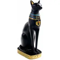 Wella Resin Egyptian Cat Bastet Figurine Anime Egyptian Goddess Statue Sculpture Home Bar Office Desktop Decoration(Large)