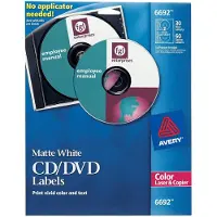 Avery 6692 Laser CD-etiketter mathvid 30/pak