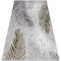 Rugsx Tæppe ALLURE 8752 Blade Palmer - Strukturelle, stilfuld, glamour grå / guld 140x190 cm