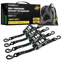 Rhino usa selvsp?nding af skraldespandet binder stropper (4pk 1,6inx15ft) - kraftig patenteret lastrem holder sp?ndinger, n?r din belastning skif