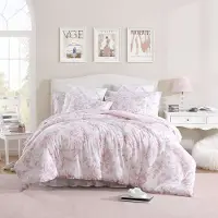 Laura Ashley - Twin XL-dyne sæt reversibelt bomulds sengetøj med matchende sham (r) bondegård boligindretning sovesal essentielle (delphine pink t