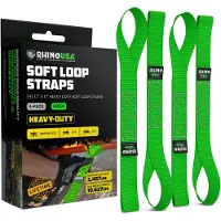 Rhino USA Soft Loop Motorcykel Tie-Down Straps (4PK)-10 427lb Max Break Strength 1.7 " X 17 " Heavy-Duty Tie Downs til brug m/ratchet rem (gr?n