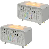 Melitt White Noise Speaker Air Aroma Diffuser Humidifier with 8 Effect&Simulation Flame Noise Speaker Light