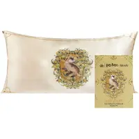 Kitsch X Harry Potter Hufflepuff Satin Pillowcase med lynl?s til h?r og hud - dobbeltsidet bl?dere end silke rynkefri maskine vaskbar frizz kontr