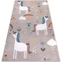 Rugsx Tæppe FUN Sweety til børn, enhjørning, regnbue beige 200x290 cm