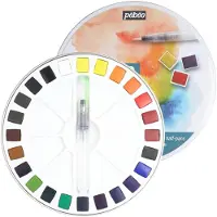 Pebeo Fine Metal Rund P?b?o Painting Box Akvarel Palette Kit 24 halve spande & 1 lommepensel