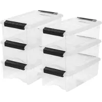 Iris USA 6-pack förvaringsfack med lock 6 kvart gjorda i USA stapelbara genomskinliga organisering av lösningslockor Hållbara nestbara containrar