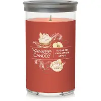 Yankee candle Sugared Cinnamon Apple Signature Medium Pillar Candle - 14.25 oz. R?d - soja voks blend metal l?g coaster - hjem og k?kken d? Cor